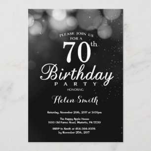Tarjeta de invitación de cumpleaños 70 de Silver P