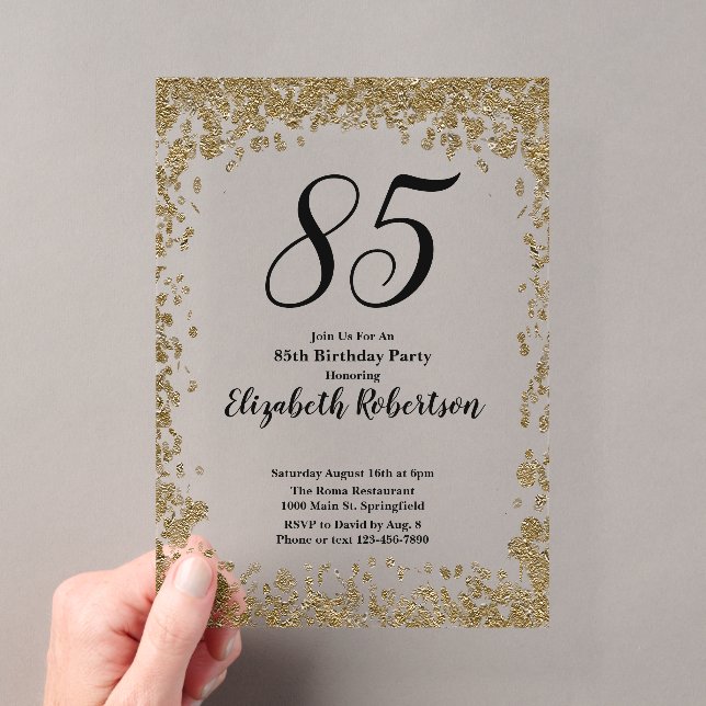 Tarjeta de invitación de cumpleaños 85 elegante en (Insitu (portátil))
