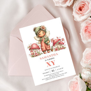 Tarjeta de Invitación de Cumpleaños 8 Floral Rosa