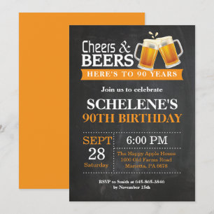 Tarjeta de invitación de cumpleaños 90 años Cheers