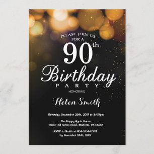 Tarjeta de invitación de cumpleaños 90 de Purpurin