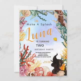 Tarjeta de invitación de cumpleaños a orillas del