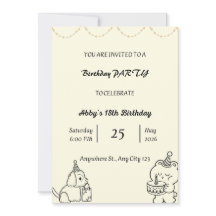 Tarjeta de Invitación de Cumpleaños Adorable Dibuj