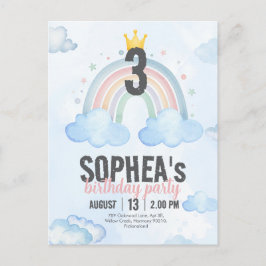 Tarjeta de Invitación de Cumpleaños Arcoíris Mágic