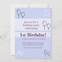 Tarjeta de invitación de cumpleaños azul