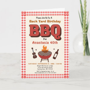 Tarjeta de invitación de cumpleaños BBQ Back Yard