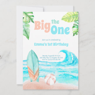 Tarjeta de invitación de cumpleaños Beach Big One