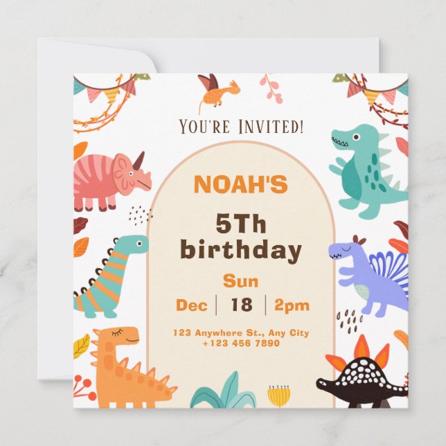 Tarjeta de invitación de cumpleaños Beige Brown Cu (Anverso)