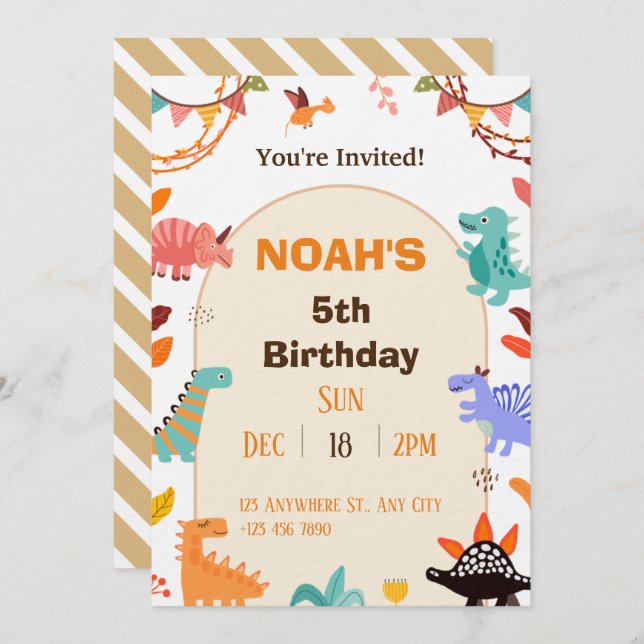 Tarjeta de invitación de cumpleaños Beige Brown Cu (Anverso / Reverso)