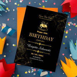 Tarjeta de invitación de cumpleaños Black Gold Mod