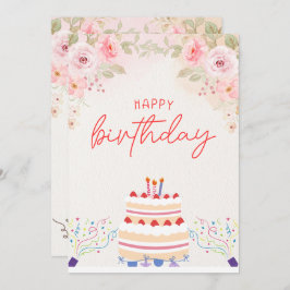 Tarjeta de invitación de cumpleaños color de agua 