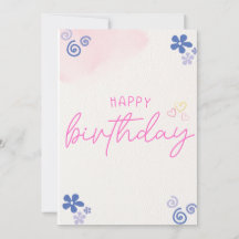 Tarjeta de invitación de cumpleaños color de agua