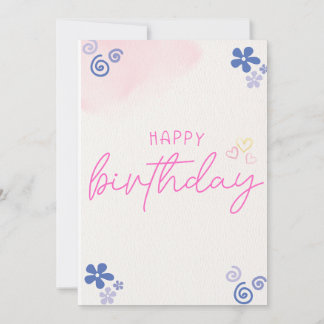 Tarjeta de invitación de cumpleaños color de agua