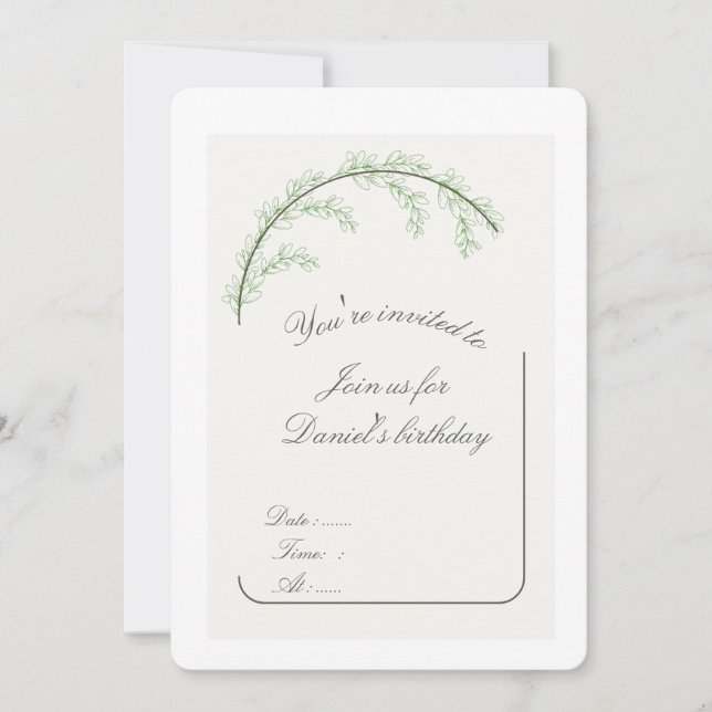 Tarjeta de Invitación de Cumpleaños con Arco de Ve (Anverso)