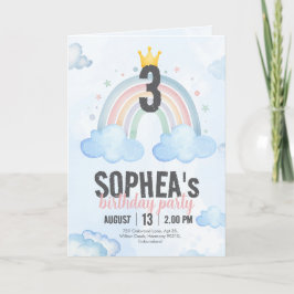 Tarjeta de invitación de cumpleaños con arcoíris m
