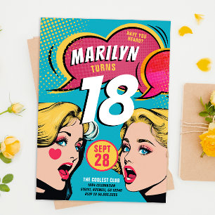 Tarjeta de Invitación de Cumpleaños con Estilo Pop