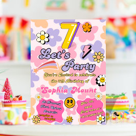 Tarjeta de invitación de cumpleaños con floral 7 p