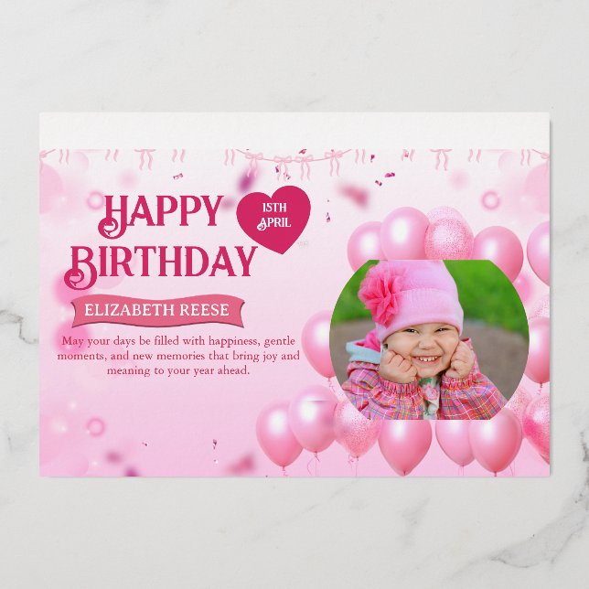 Tarjeta de invitación de cumpleaños con foto de sa (Anverso)