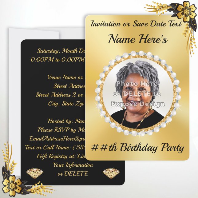 Tarjeta de invitación de cumpleaños con FOTO o Sav (Birthday photo invitation card or photo save the dates. Memorable, personalized birthday invitations)