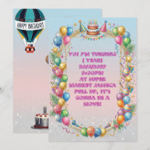 Tarjeta de Invitación de Cumpleaños con Globo Colo
