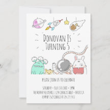tarjeta de invitación de cumpleaños con ilustració