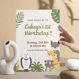 Tarjeta de invitación de cumpleaños con ilustració