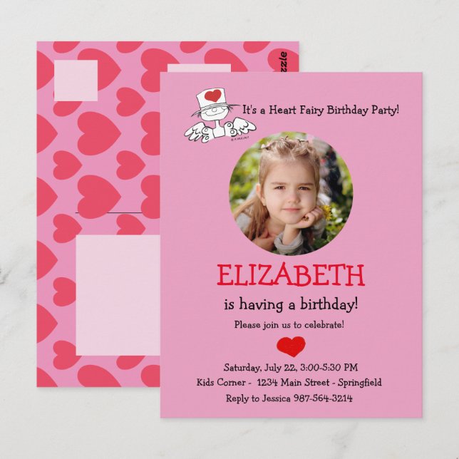 Tarjeta de invitación de cumpleaños con la Hada de (Anverso / Reverso)