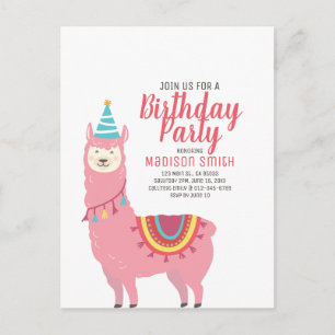 Tarjeta de invitación de cumpleaños con llamita y 