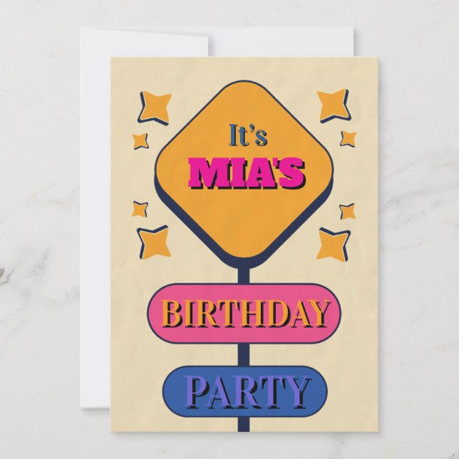 Tarjeta de invitación de cumpleaños con mapa de St (Anverso)