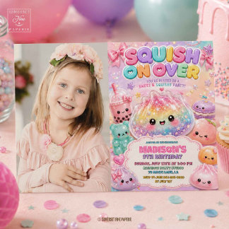 Tarjeta de Invitación de Cumpleaños con Squishies
