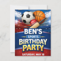 Tarjeta de invitación de cumpleaños con tema de de