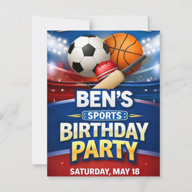 Tarjeta de invitación de cumpleaños con tema de de (Anverso)