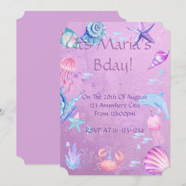 TARJETA DE INVITACIÓN DE CUMPLEAÑOS CON TEMA DE SI (Anverso / Reverso)