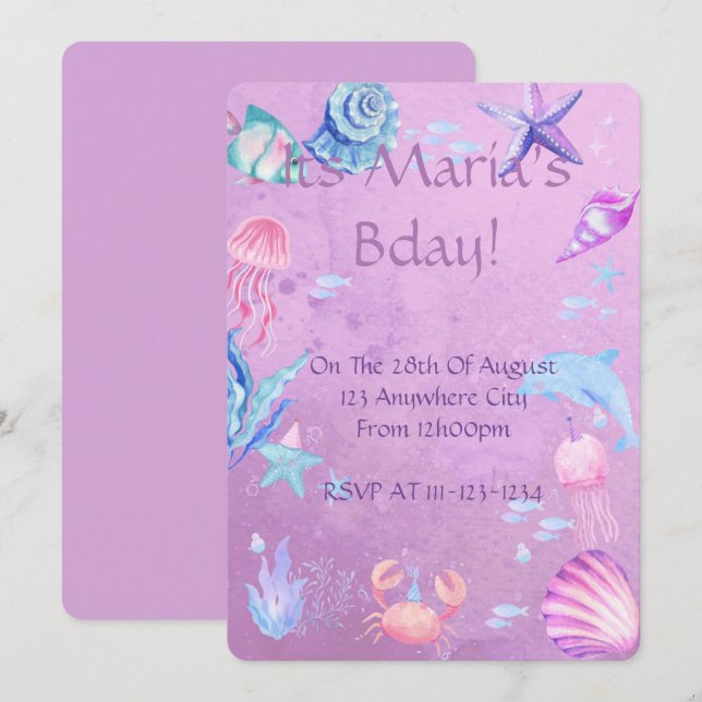 TARJETA DE INVITACIÓN DE CUMPLEAÑOS CON TEMA DE SI (Anverso / Reverso)