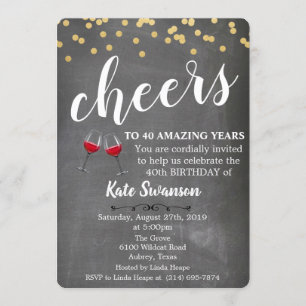 Tarjeta de invitación de cumpleaños con tiza de vi