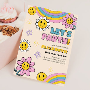Tarjeta de invitación de cumpleaños Daisy Flower G