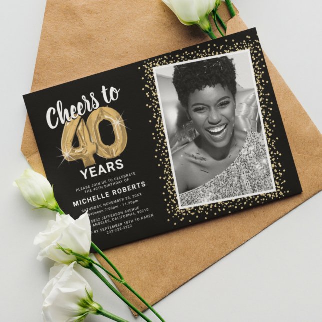 Tarjeta de invitación de cumpleaños de 40 años con (Subido por el creador)