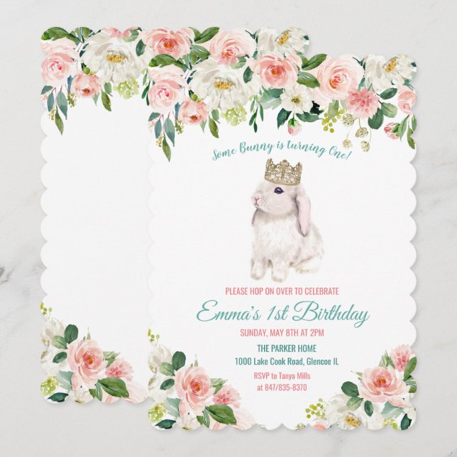 Tarjeta de invitación de cumpleaños de acuarela de (Anverso / Reverso)