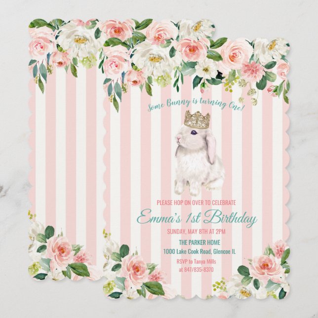 Tarjeta de invitación de cumpleaños de acuarela de (Anverso / Reverso)