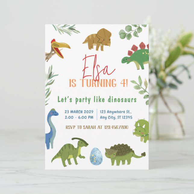 Tarjeta de invitación de cumpleaños de acuarela Di (Anverso de pie)