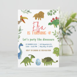Tarjeta de invitación de cumpleaños de acuarela Di