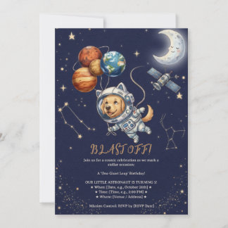 Tarjeta de invitación de cumpleaños de astronauta