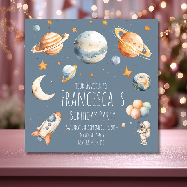 Tarjeta de Invitación de Cumpleaños de Astronauta  (Subido por el creador)