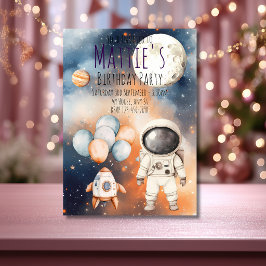 Tarjeta de Invitación de Cumpleaños de Astronauta