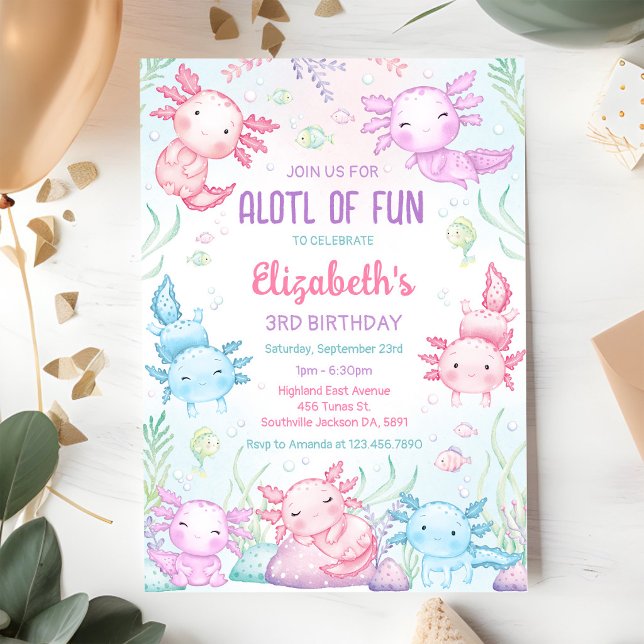 Tarjeta de invitación de cumpleaños de Axolotl ALO (Subido por el creador)