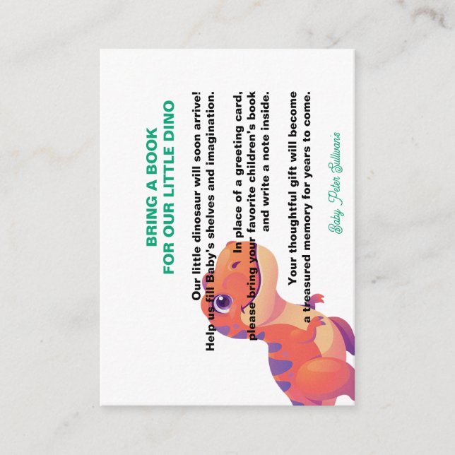 Tarjeta de Invitación de Cumpleaños de Bebé Dinosa (Anverso)