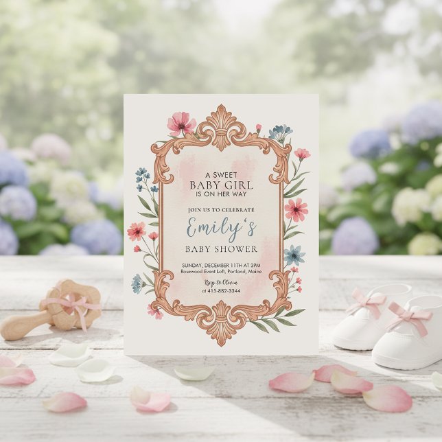 Tarjeta de Invitación de Cumpleaños de Bebé Niña F (Subido por el creador)