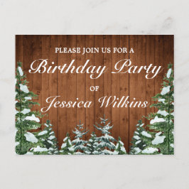 Tarjeta de invitación de cumpleaños de bosque neva
