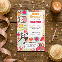 Tarjeta de Invitación de Cumpleaños de Búho Adorab