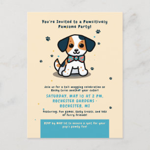 Tarjeta de invitación de cumpleaños de cachorro Ka